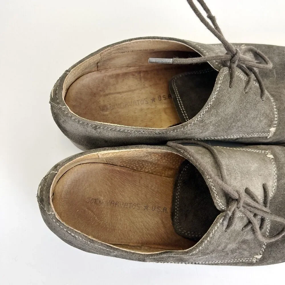 John Varvatos Dress Shoes Mens Sz 10 Gray Suede Derby Casual Lace Up Bluchers